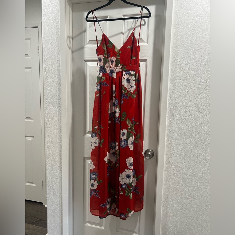 NWT Love Tree orange/rust floral maxi dress